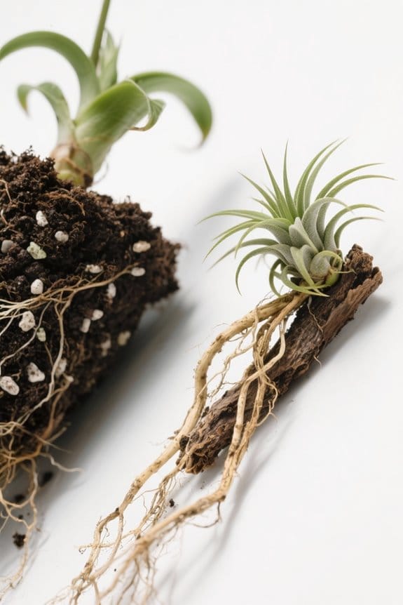 rooted vs epiphyte growth requirements